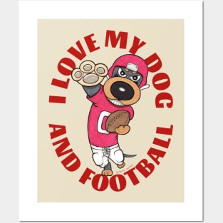 Cute Funny Doxie Dachshund Dog Football Player Posters and Art